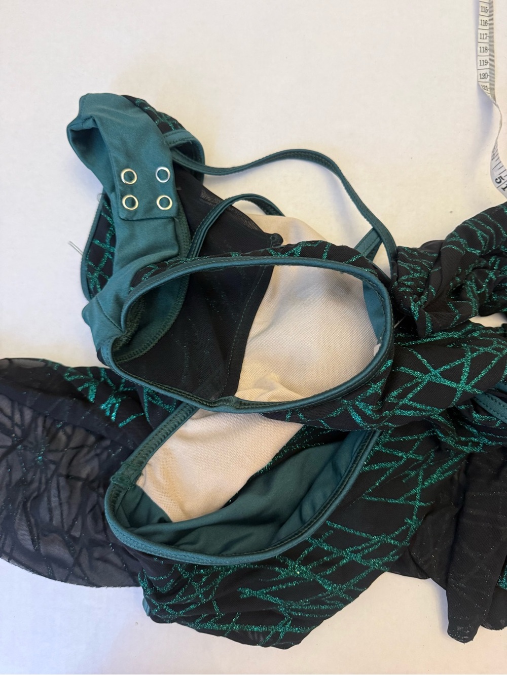 Weissman Elite Glitter Mesh Skirted Dance Leotard Emerald Green Costume - Picture 10 of 13